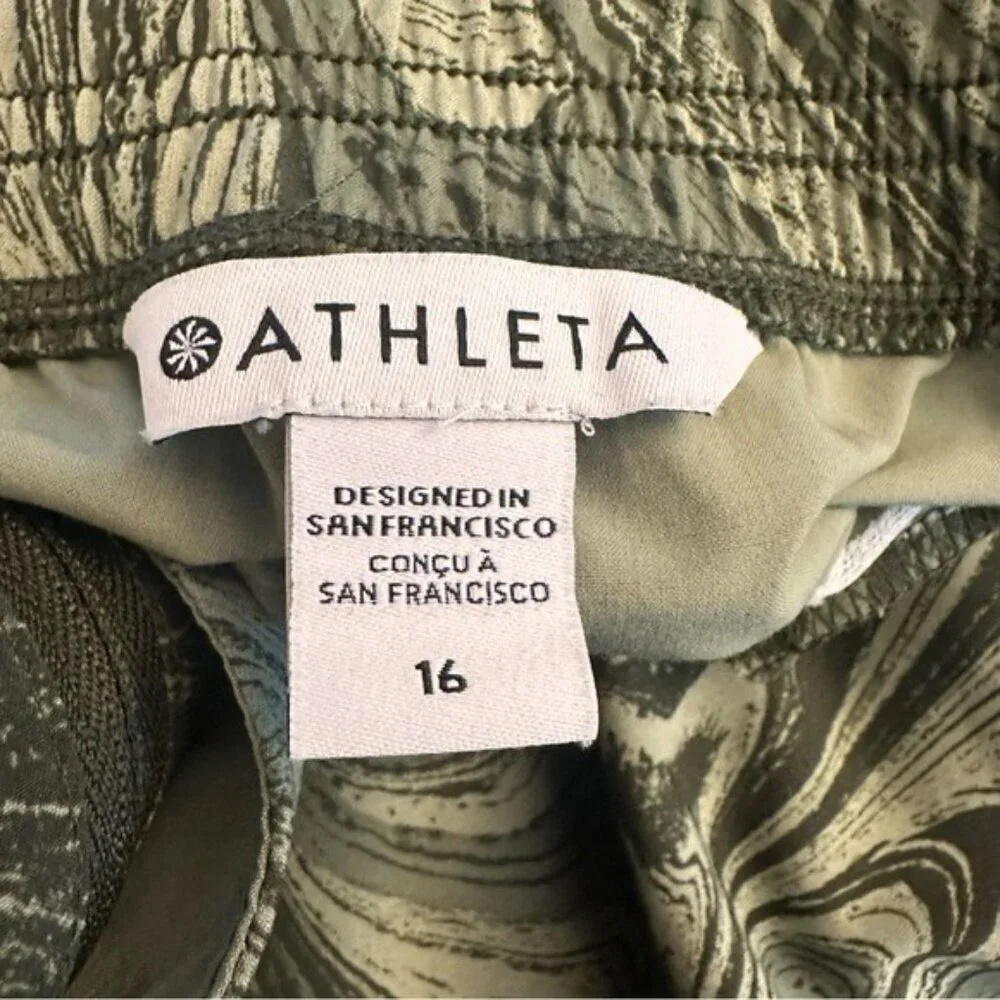 Athleta Brooklyn Jogger High Rise Pants Sumi Marble Green Size 16